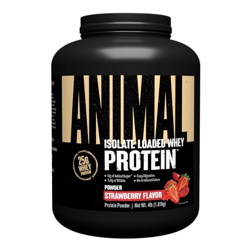 Animal Whey Isolate Protein Powder - Loaded for Pre & Post Workout Muscle Builder and Recovery with Digestive Enzymes for Men & Women - 25g Protein