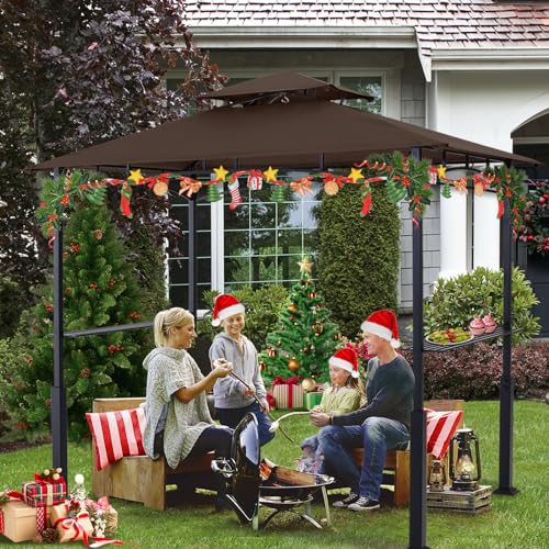 ABCCANOPY 8x5 Grill Gazebo - Outdoor BBQ Canopy Shelter with Led Light for Patio Backyard Grilling (Dark Gray)