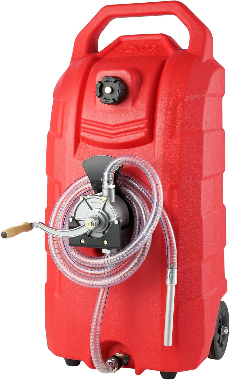 VEVOR 16 Gallon Fuel Caddy, 7.8 L/min, Portable Gas Storage Tank Container with Hand Pump Rubber Wheels