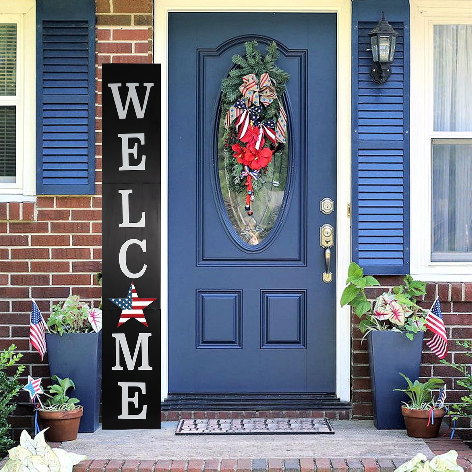 Outdoor Welcome Sign for Front Porch Decor, Interchangeable Seasonal Icons Vertical Welcome Sign, Modern Farmhouse Decor for The Home