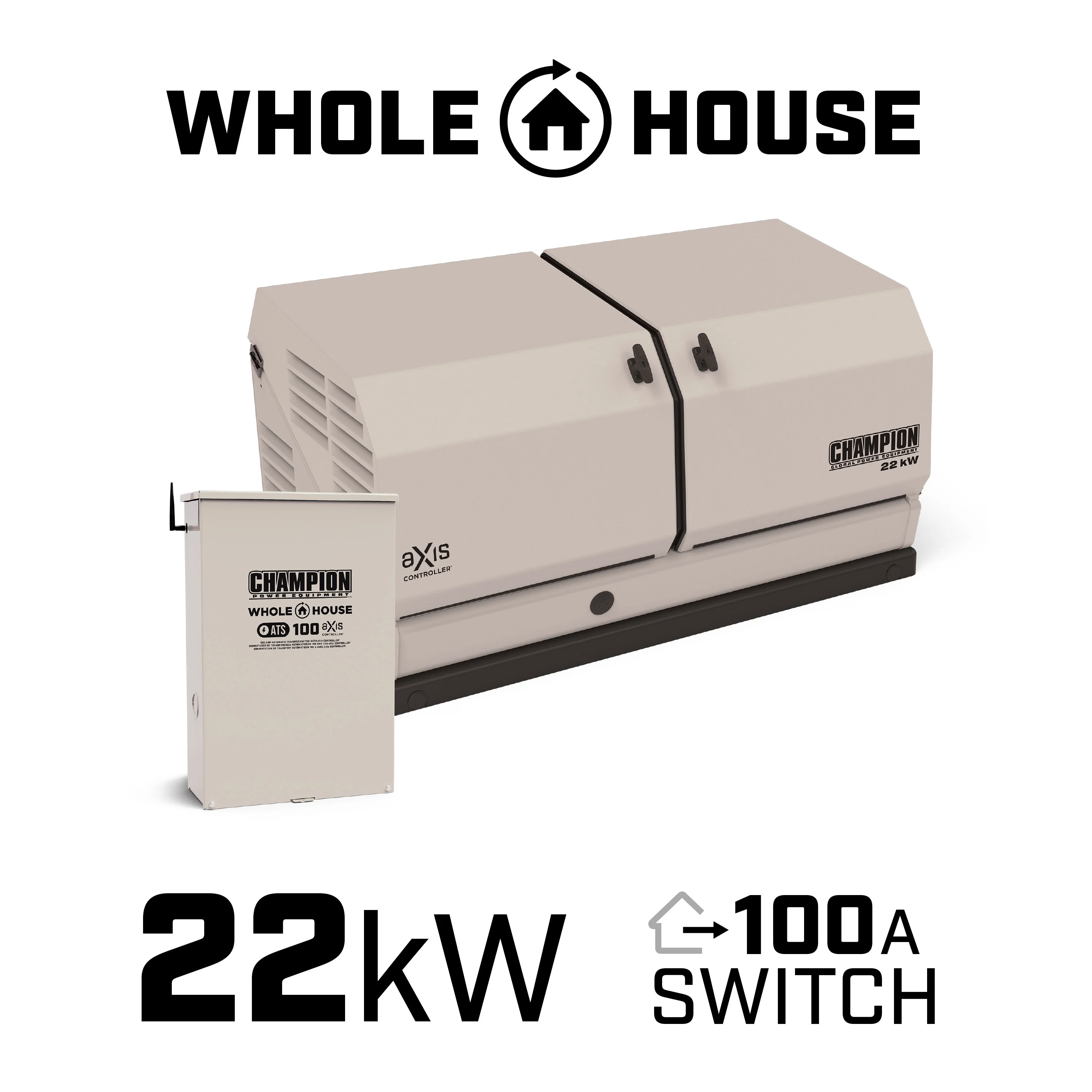 Champion Power Equipment 22 kW Home Standby Generator with 100-Amp Axis Automatic Transfer Switch - Curated Treasures Market