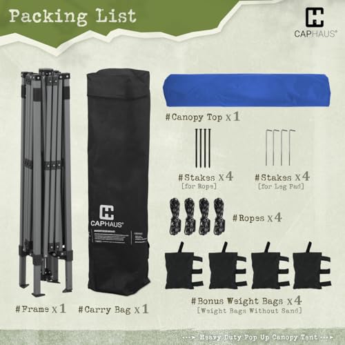 CAPHAUS 12ft x 12ft Patented One-Push Pop Up Outdoor Canopy Tent, Heavy-Duty Commercial Grade w/Central Lock