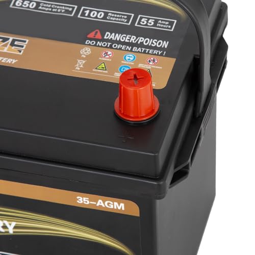 Weize Platinum AGM Battery BCI Group 35 Automotive Battery, 100RC, 650CCA, 36 Months Warranty