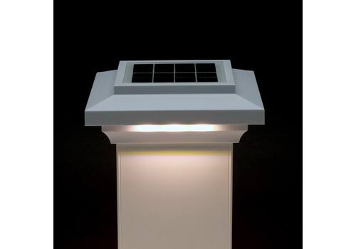 5-1/2 in. x 5-1/2 in. Solar Post Cap Light for Azek |Trex |Wood - White - 3 LED Colors
