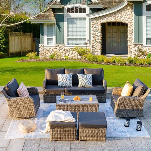 14 Pieces Large Patio Furniture Set, Modular Large Outdoor Sectional, Wicker Patio Sectional Sofa