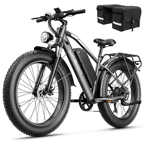 Jasion EB5 MAX Electric Bike for Adults with 1500W Peak Motor, 48V 15Ah (720Wh) Battery Electric Mountain Bike, 26'' x 4'' Fat Tire Ebike