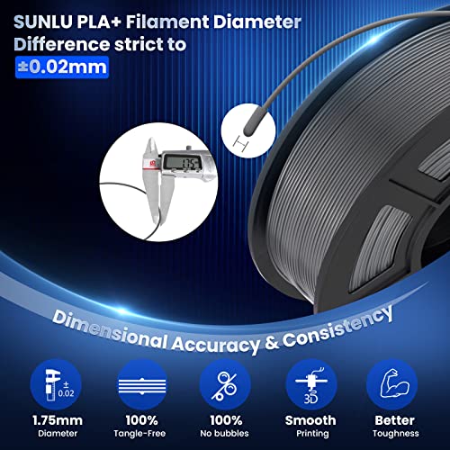 SUNLU 3D Printer Filament Bundle, PLA Plus Filament 10KG 1.75mm, Neatly Wound Filament for Most 3D Printer, 10 Colors, 1kg Spool