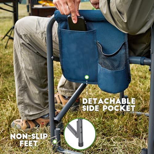 TIMBER RIDGE Folding Rocking Camping Chair, 400lbs Capacity Portable Oversized Outdoor Rocker with Hard Armrests, Cup Holder & Side Pocket