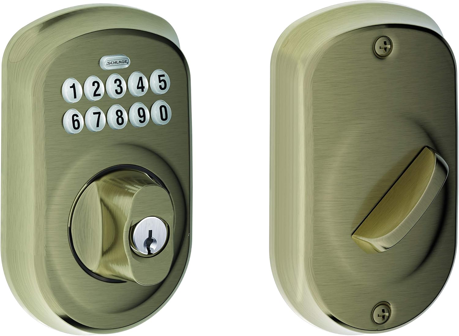 Schlage BE365 V CAM 716 Camelot Keypad Deadbolt, Electronic Keyless Entry Lock, Aged Bronze