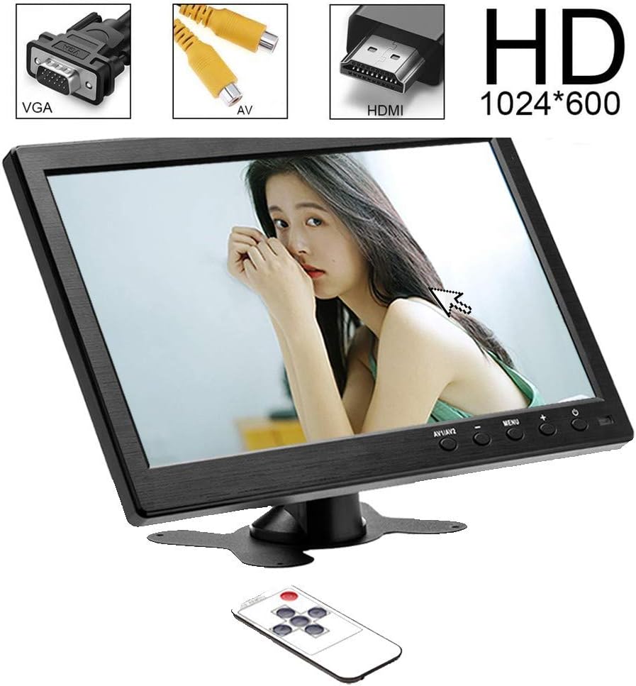 10.1” HD Monitor for Mini TV & Car Video Player & Computer Display TFT LCD Color Screen for Car Backup Camera & Home Security System Built in Speaker