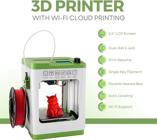 Fully Assembled Mini 3D Printer for Kids and Beginners - Complete Starter Kit with Auto Leveling 3D Printing Machine, 10M PLA Filament, and SD Card