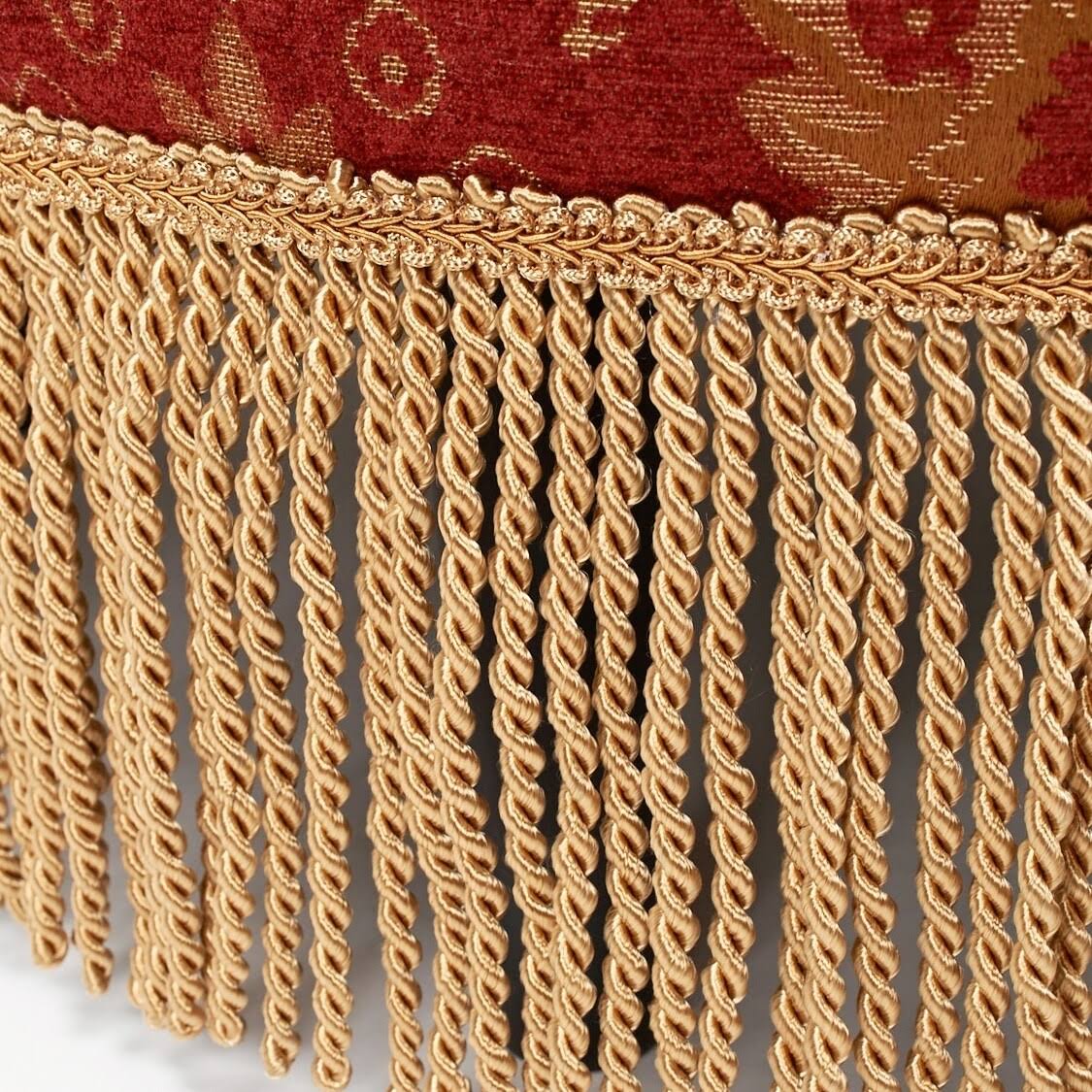 Vienna 24x22 Jacquard Decorative Round Ottoman Footstool (Red u0026 Gold)