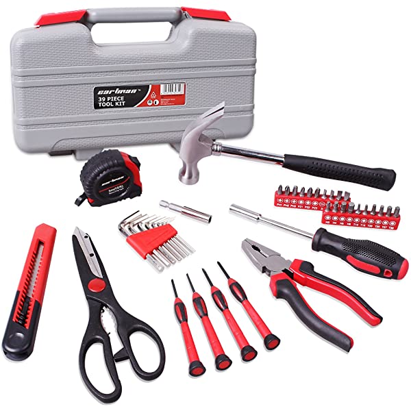 CARTMAN Orange 39-Piece Tool Set - General Household Hand Tool Kit with Plastic Toolbox Storage Case Orange 39pcs