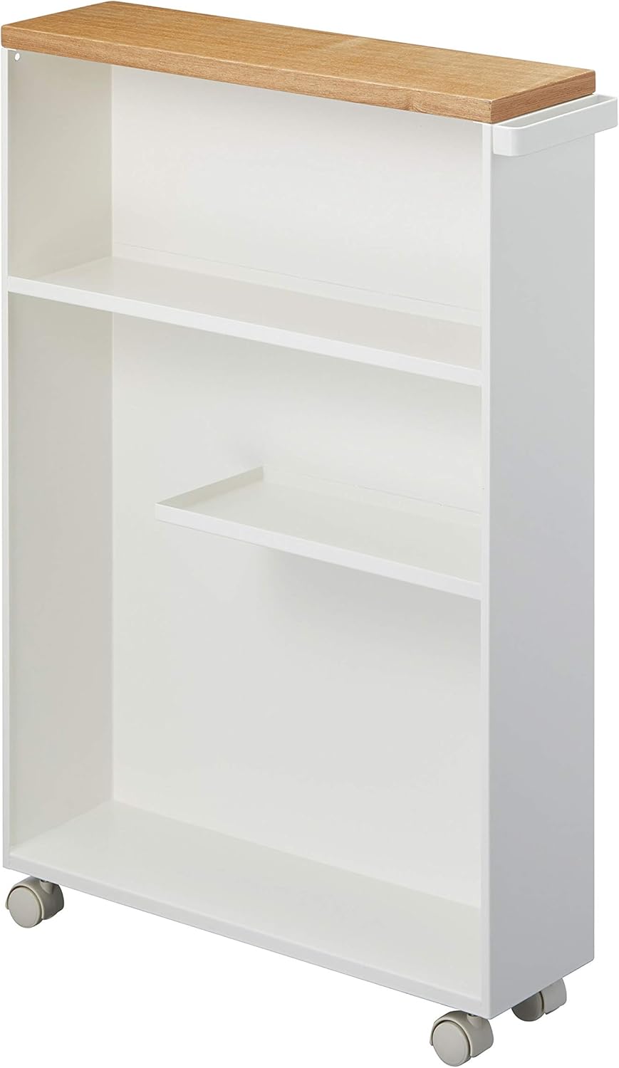 YAMAZAKI home Tower, White Rolling Slim Bathroom Cart With Handle