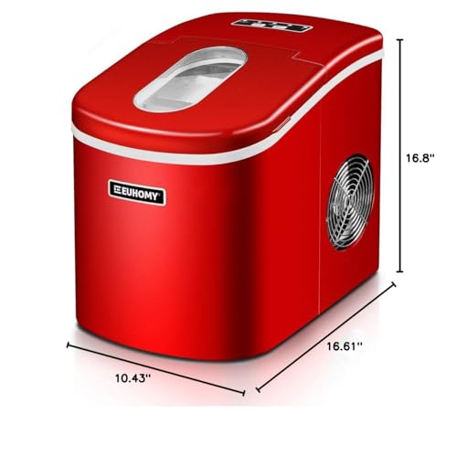EUHOMY Nugget Ice Maker Countertop with Handle, Ready in 6 Mins, 34lbs Per Day, Removable Top Cover, Auto-Cleaning