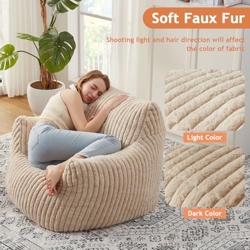Giant Bean Bag Chairs for Adults with Filling Plush Fluffy Bean Bag Chairs for Teens with Armrests Comfy BeanBag Lazy Couch Sofa Chair for Bedroom