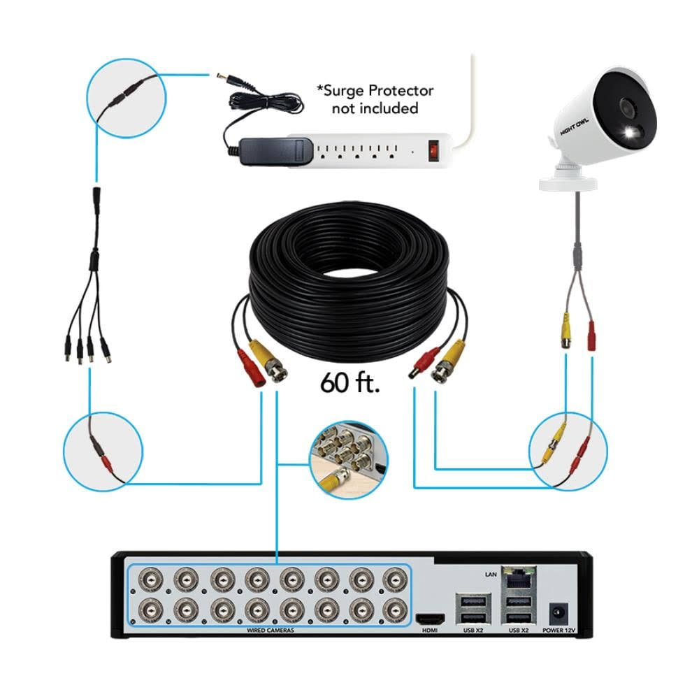 Night Owl - 16 Channel Wired DVR with 14 Wired 1080p HD Spotlight Cameras and 1TB Hard Drive - White