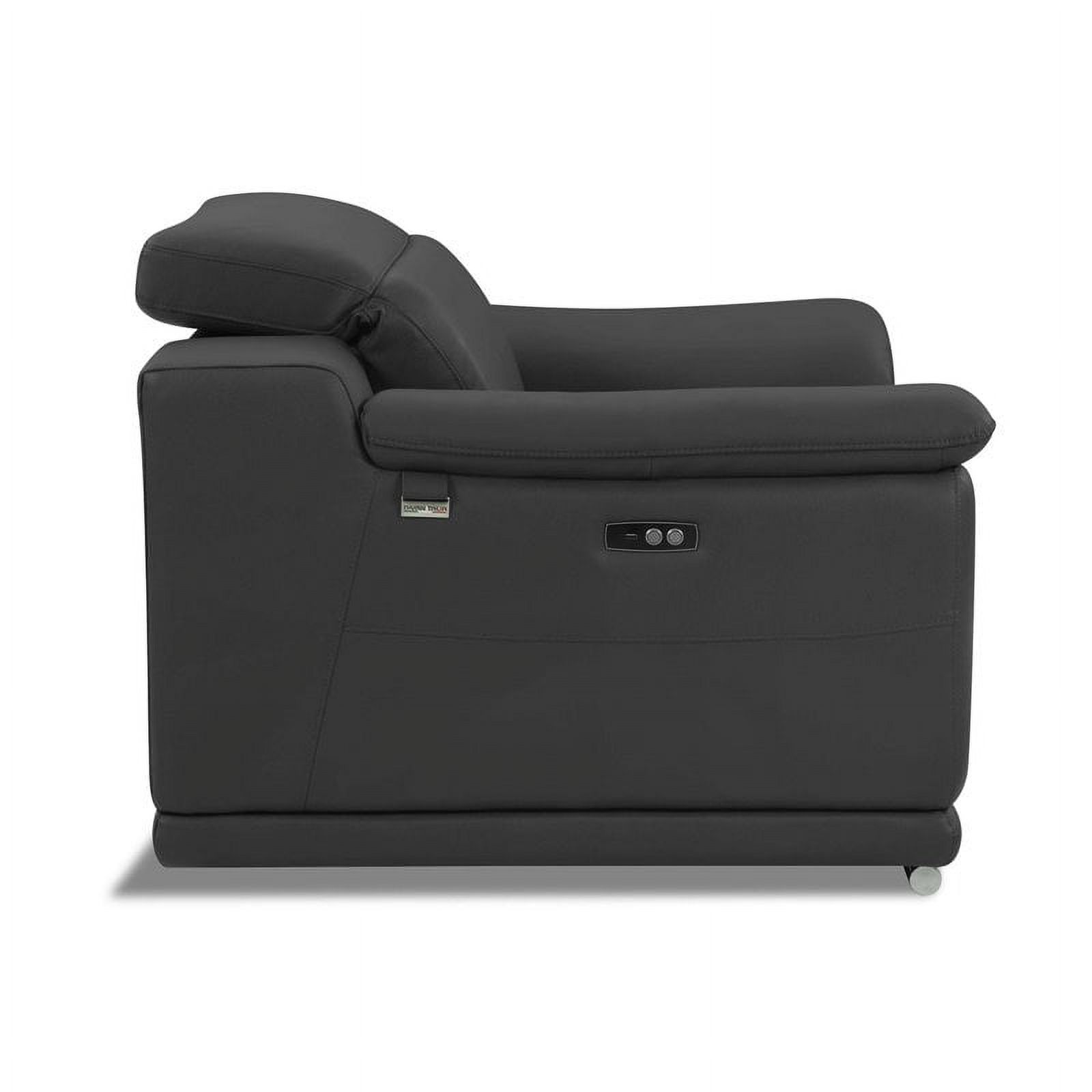 Titan Furnishings Genuine Italian Leather Power Reclining Chair in Dark Gray