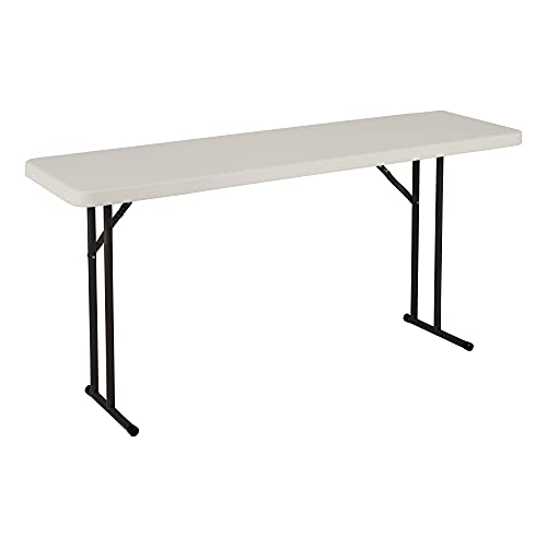 Norwood Commercial Furniture 6' Indoor/Outdoor Folding Training Table, Rectangular Blow-Molded Plastic Folding Training and Event Table, Gray
