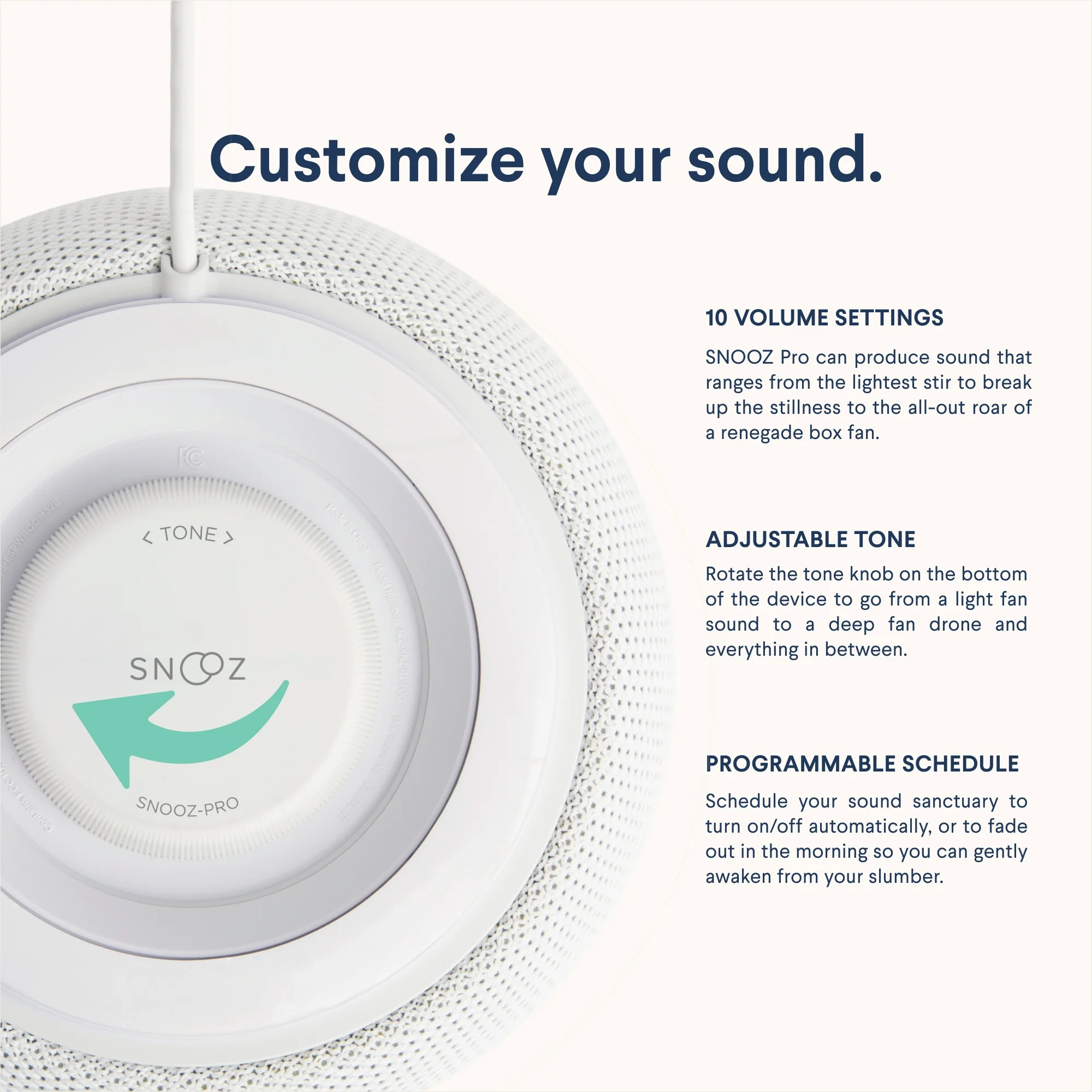 SNOOZ Pro - Smart White Noise Machine – Real Fan Inside, Non-Looping White Noise, Adjustable Tone & Volume – App-Based Remote Control, Sleep Timer