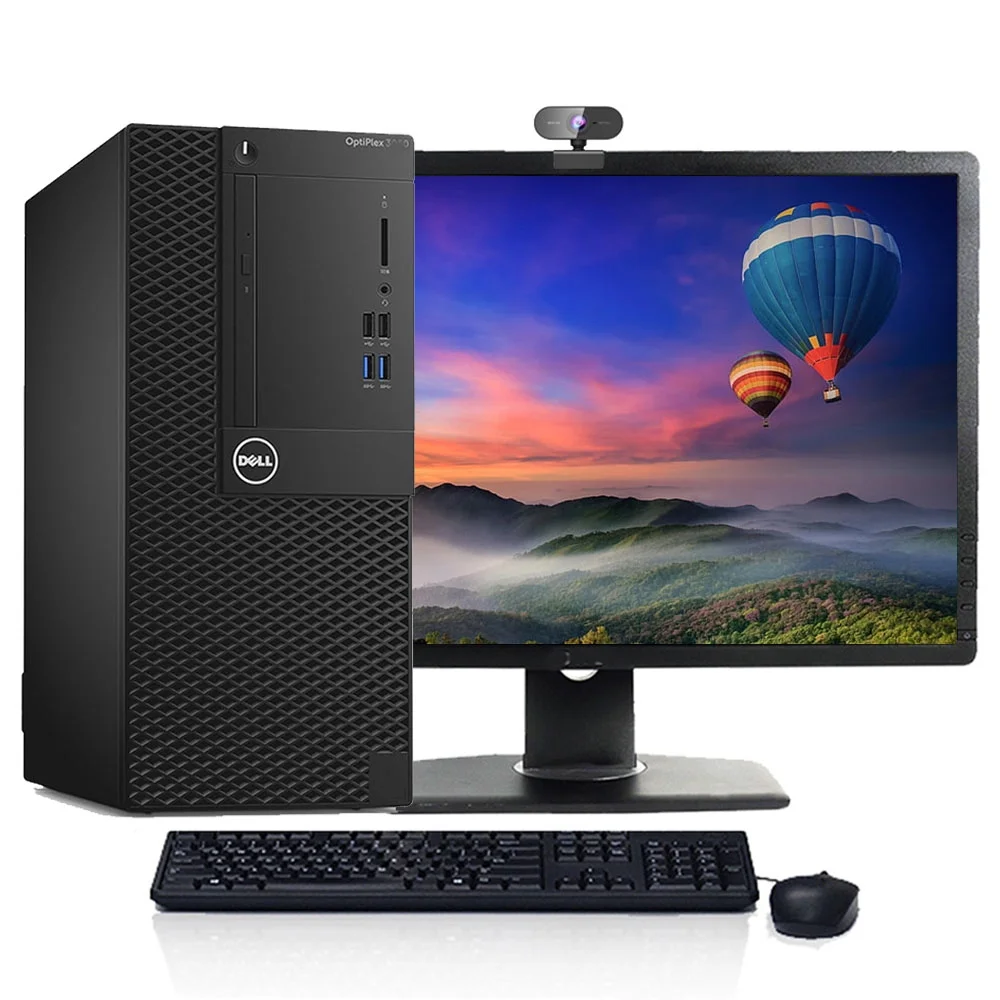 Restored Dell 5050 Desktop Tower Intel Core i3 CPU 8GB RAM 512GB SSD Webcam 22" LCD Windows 10 with Wireless Keyboard and Mouse (Refurbished)