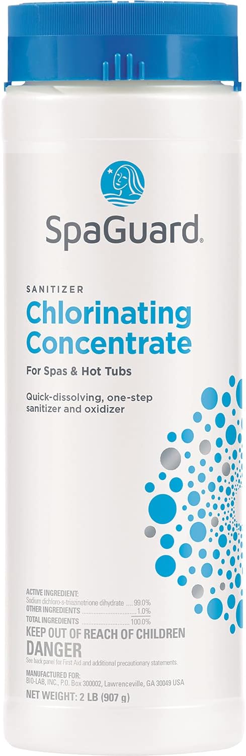 Standard Hot Tub Chemical Bundle with SpaGuard Chlorine, Enhanced Shock, Stain and Scale Control, Test Strips, Scum Absorber