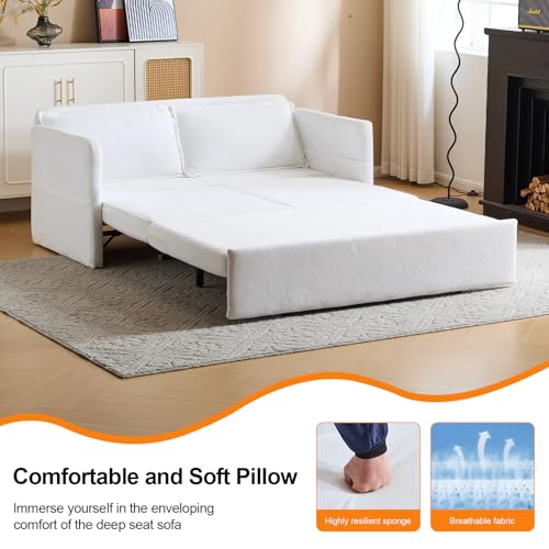 FLEXISPOT XCT4 Convertible Sofa Bed, 3-in-1 Loveseat Sofa Couch with Adjustable Backrest, Pull Out Couch with 2 Pillows & 2 Side Pockets