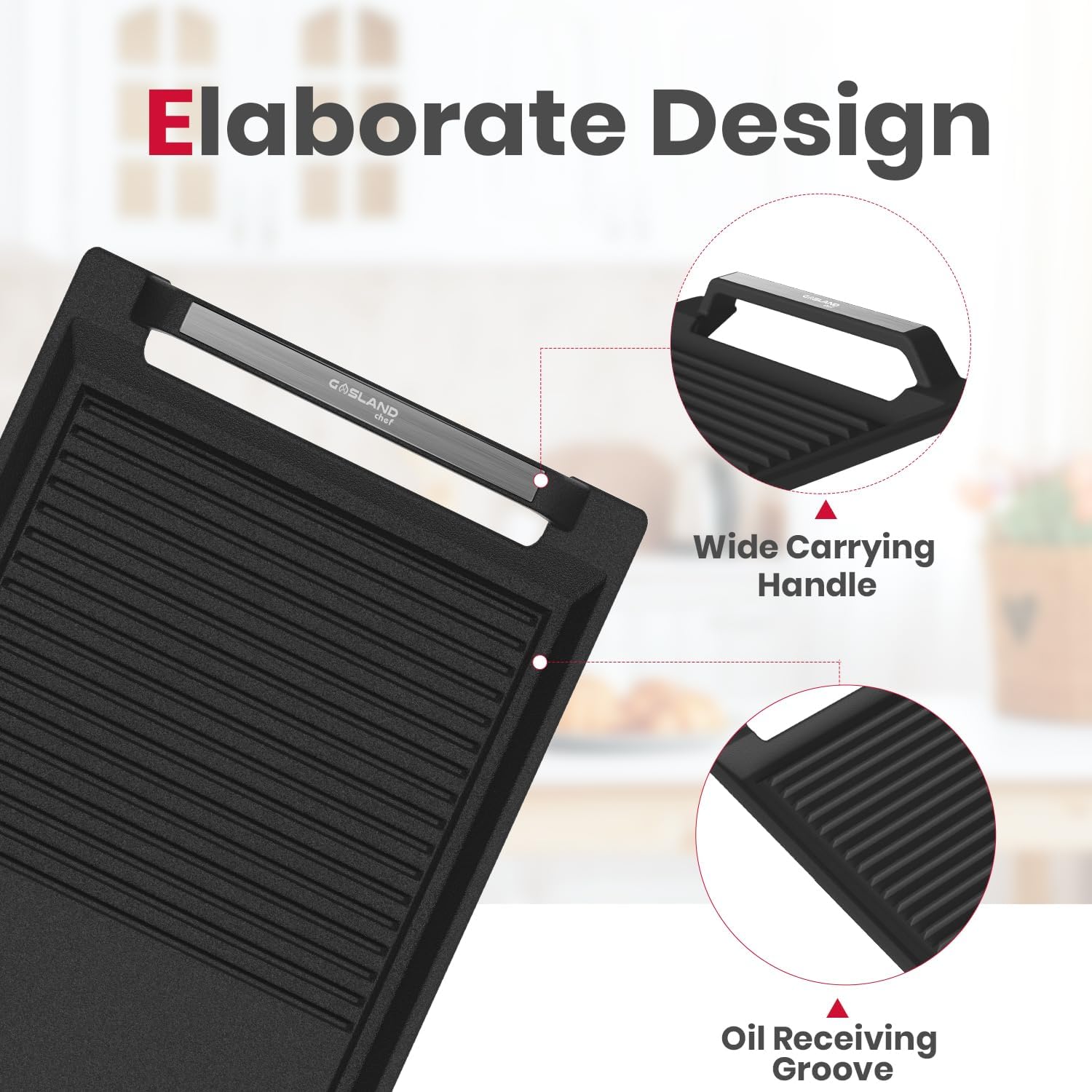 GASLAND 36 Inch Induction Cooktop IH90BFN1+ Rectangular 2-in-1 Cast Iron Grill/Griddle Pan IHGD-S23C