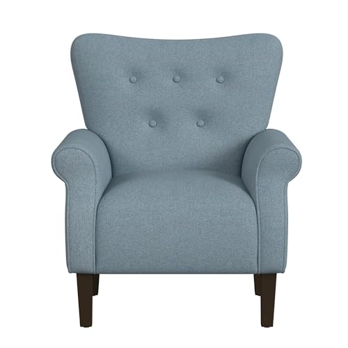 Home Decor | Upholstered Rolled Arm Wingback Accent Chair | Accent Chairs for Living Room & Bedroom | Decorative Home Furniture - Cream