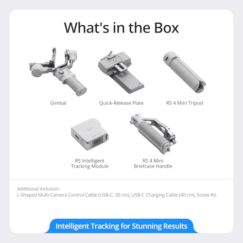 DJI RS 4 Mini, Gimbal Stabilizer for Cameras Canon/Sony/Panasonic/Nikon/Fujifilm, Auto Axis Locks, 2kg/4.4lbs Payload, Intelligent Tracking