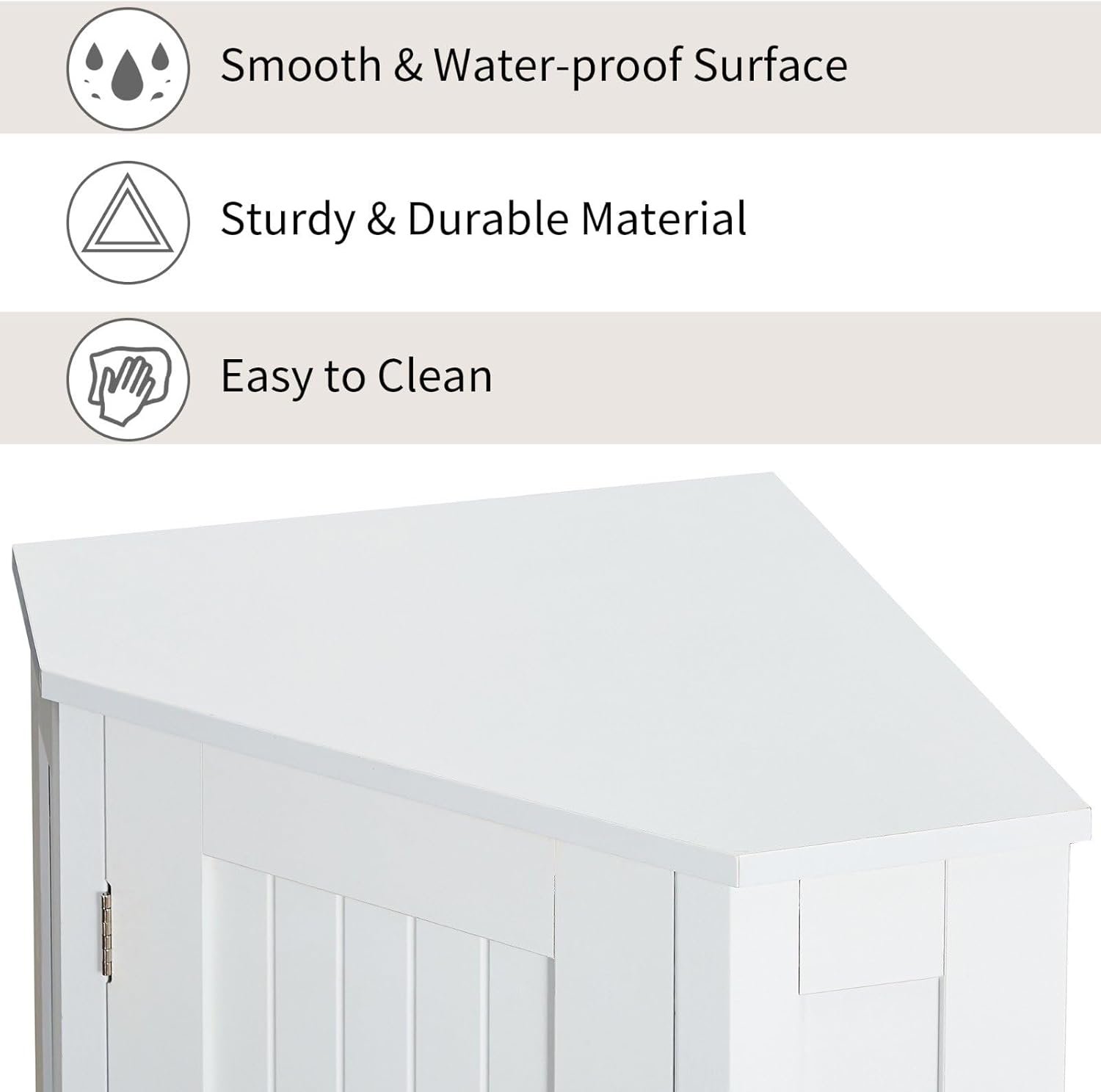 Stylish White Corner Cabinet with Adjustable Shelves, Space-Saving Design, Ideal for Bathroom, Living Room or Dining Room