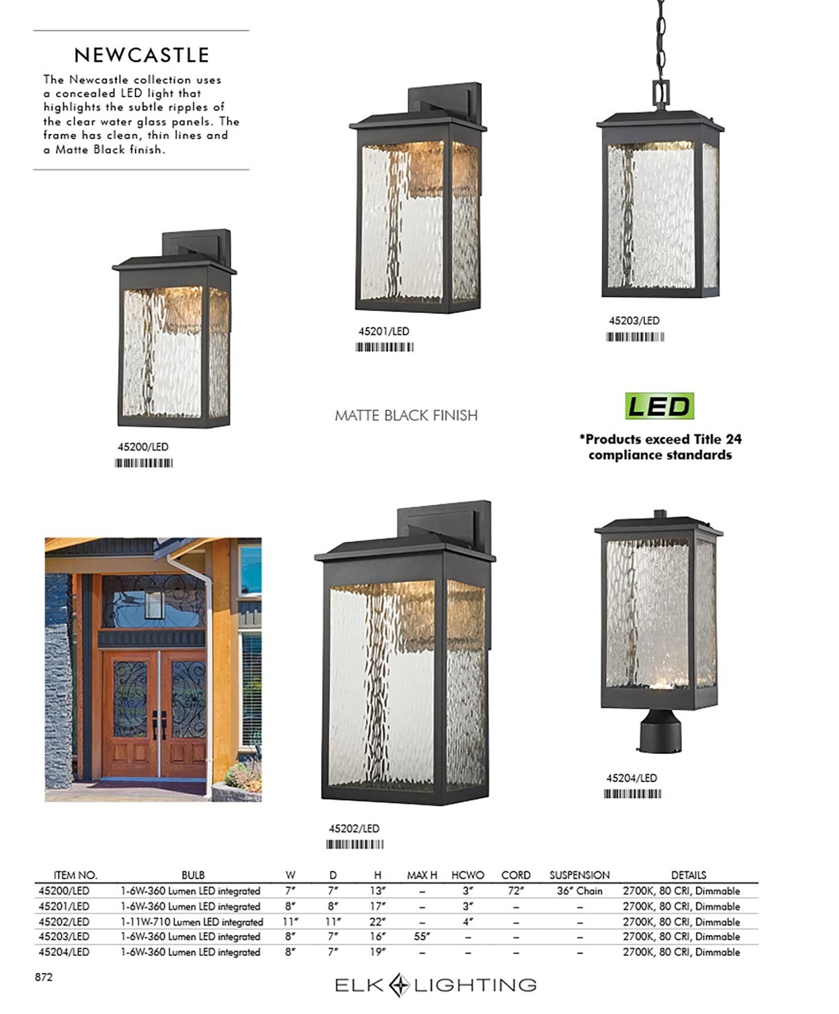 Elk Lighting 45201-LED Newcastle LED Outdoor Wall Sconce in Matte Black