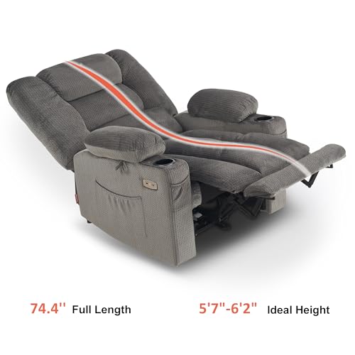 MCombo Zero Gravity Power Recliner Chair with Heat and Vibration Massage, Reclining Chair with USB & Type C Ports, Cup Holders for Living Room
