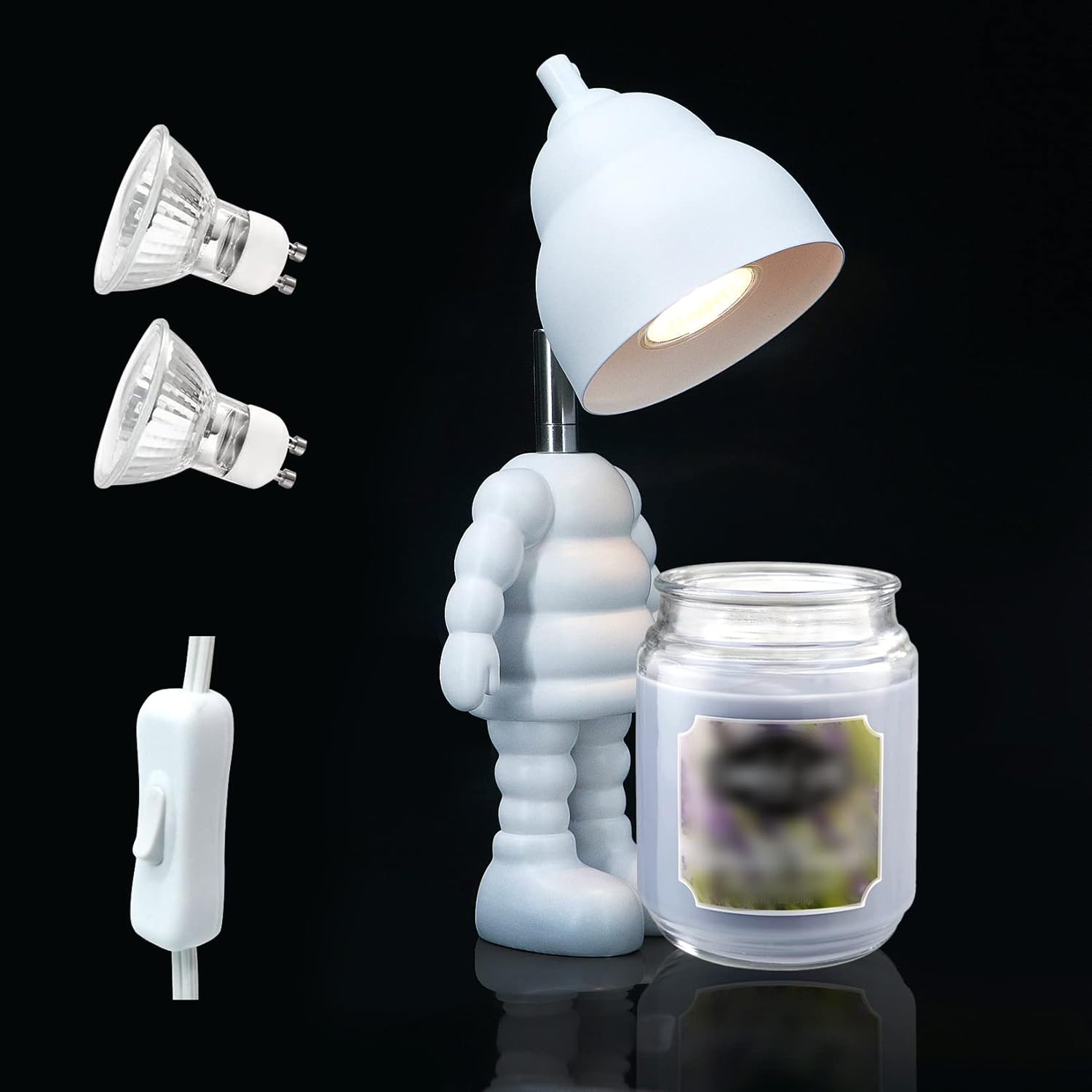Candle Warmer Table Lamp, No Flame Electric Candle Wax Melting Lamp with 2 Bulbs, Angle Adjustable Top Down Candle Jar Melter for Large Size Yankee