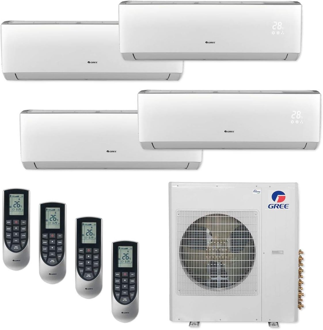 Gree MULTI42CVIR401-42,000 BTU Multi21+ Quad-Zone Wall Mount Mini Split Air Conditioner Heat Pump 208-230V (9-9-9-12) - Radiant Selections