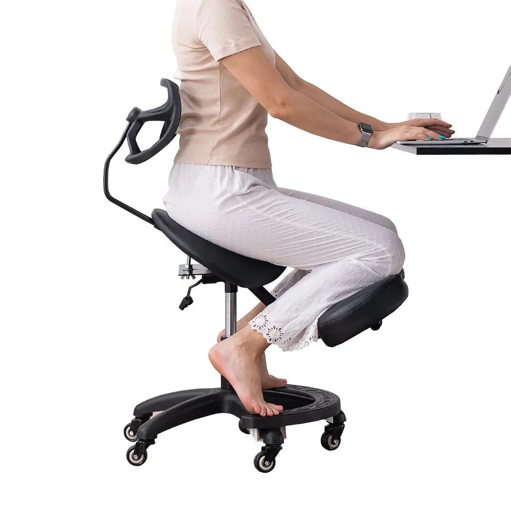 Kneeling Chair with Wheels and Back Support Ergonomic Computer Chair Adjustable Swivel Stool for Home and Office Improve Sitting