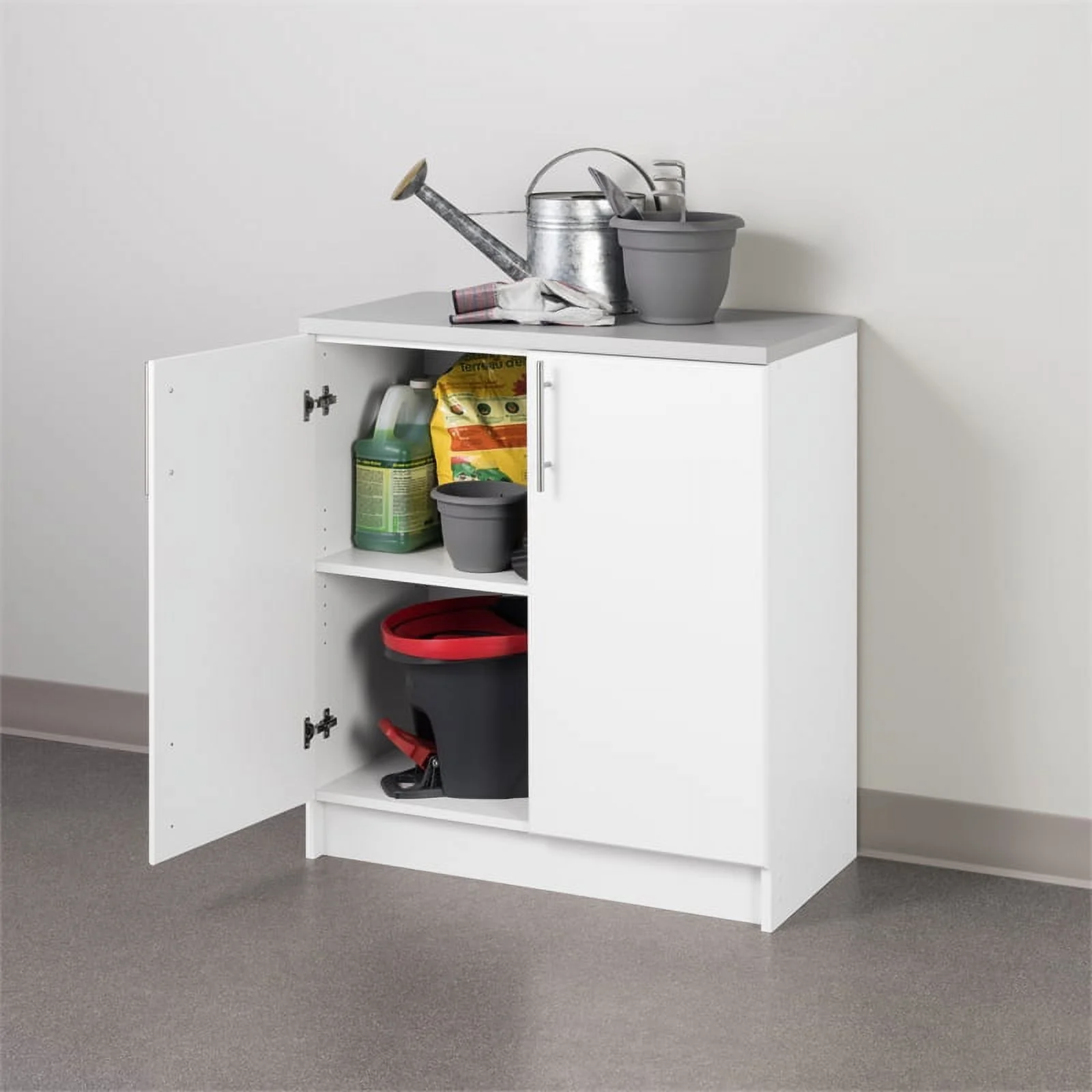 Pemberly Row White Engineered Wood Base Cabinet with Melamine Countertop