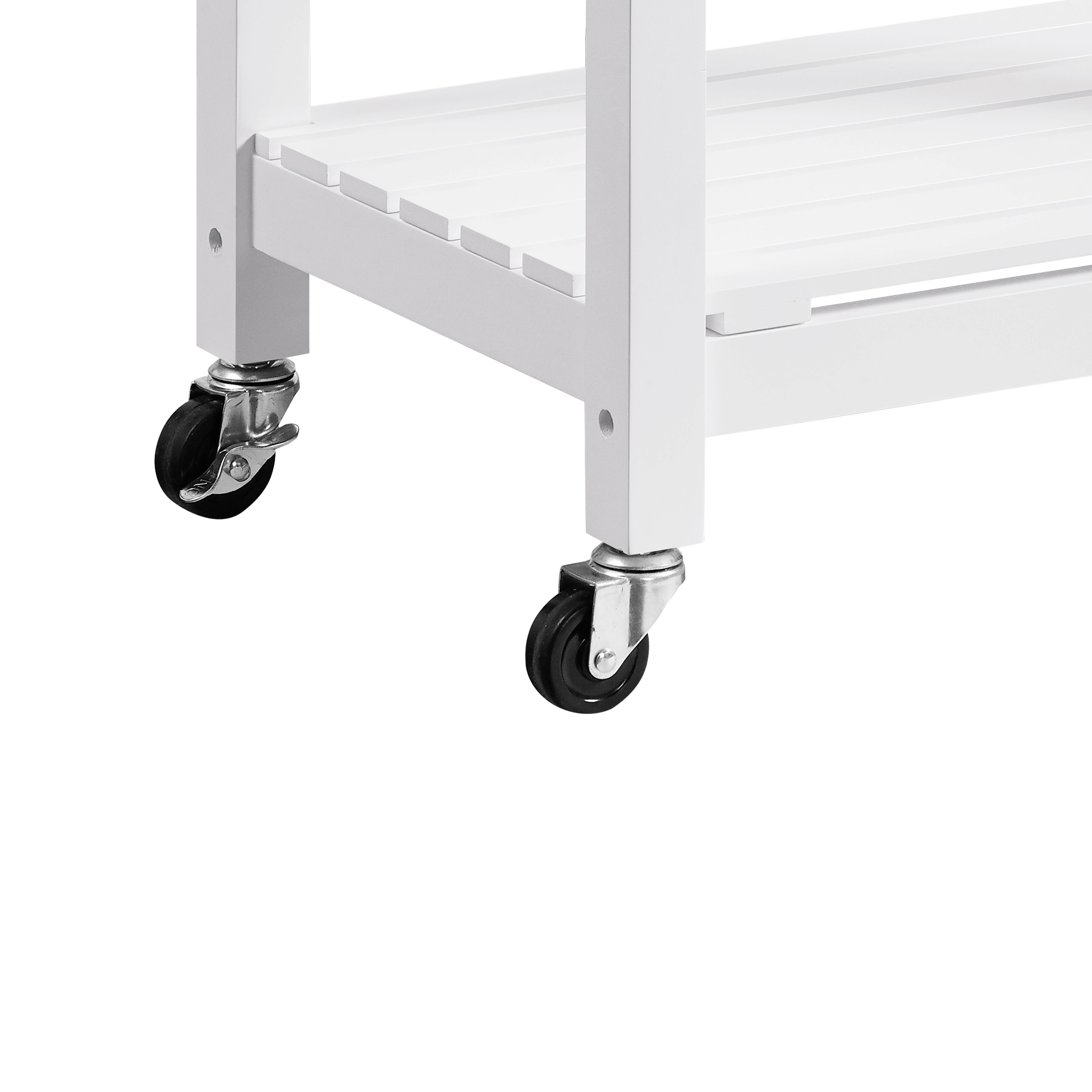 Contemporary Style Kitchen Island with Granite Top and Casters White