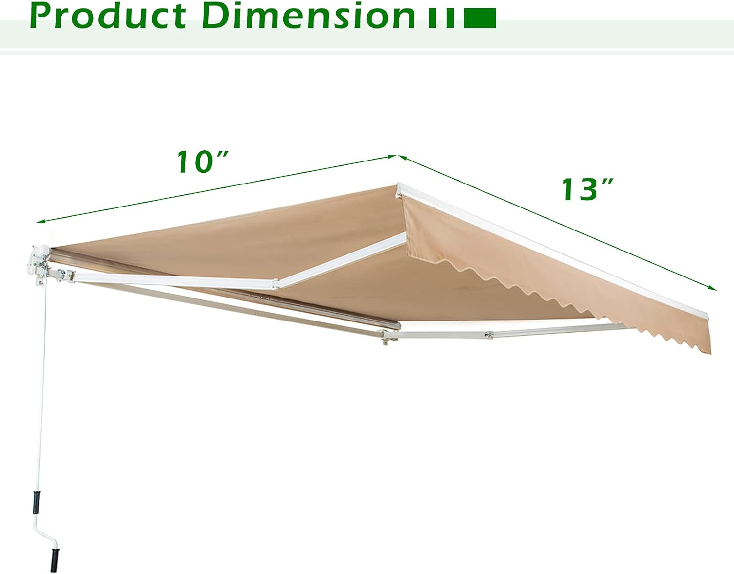 AECOJOY 10'×8' Patio Awning Retractable Sun Shade Awning Cover Outdoor Patio Canopy Sunsetter Deck Awnings with Manual Crank Handle, Beige