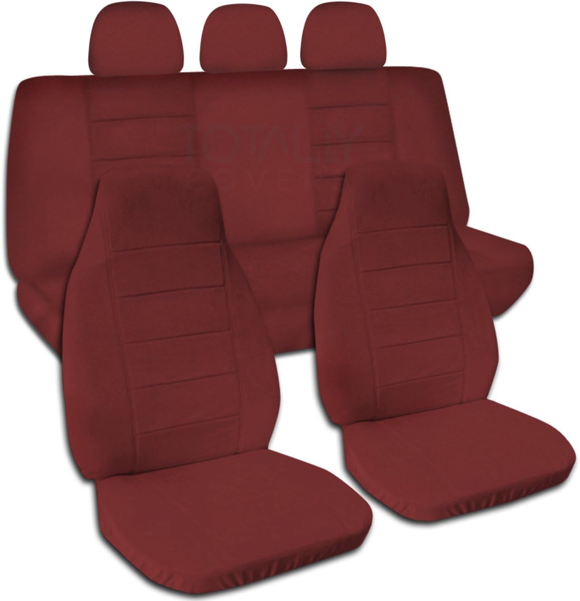 Totally Covers Solid Color Car Seat Covers w 3 Rear Headrest Covers: Cute Pink - Semi-Custom Fit - Full Set