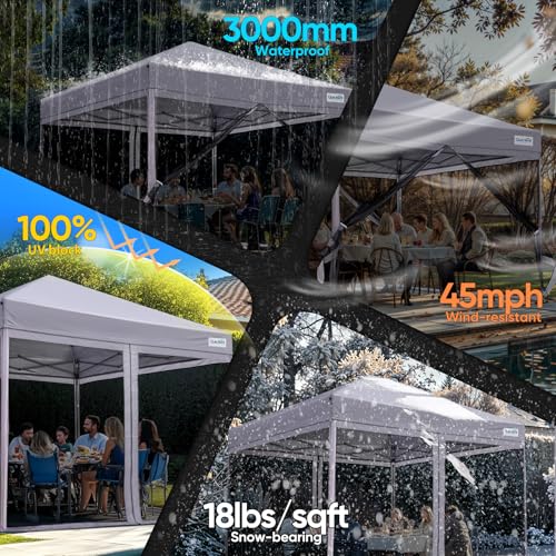 Quictent 6.6'x6.6' Pop up Screened Canopy Tent with Mosquito Netting, Portable Easy up Outdoor Screen House Shelter Fully Sealed for Patio