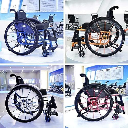 Self Propelled Manual Wheelchair Super Lightweight Folding Aluminium Frame Wheelchair w/Armrest Swing Leg Rest Comfortable Ergonomic Sport Wheelchair