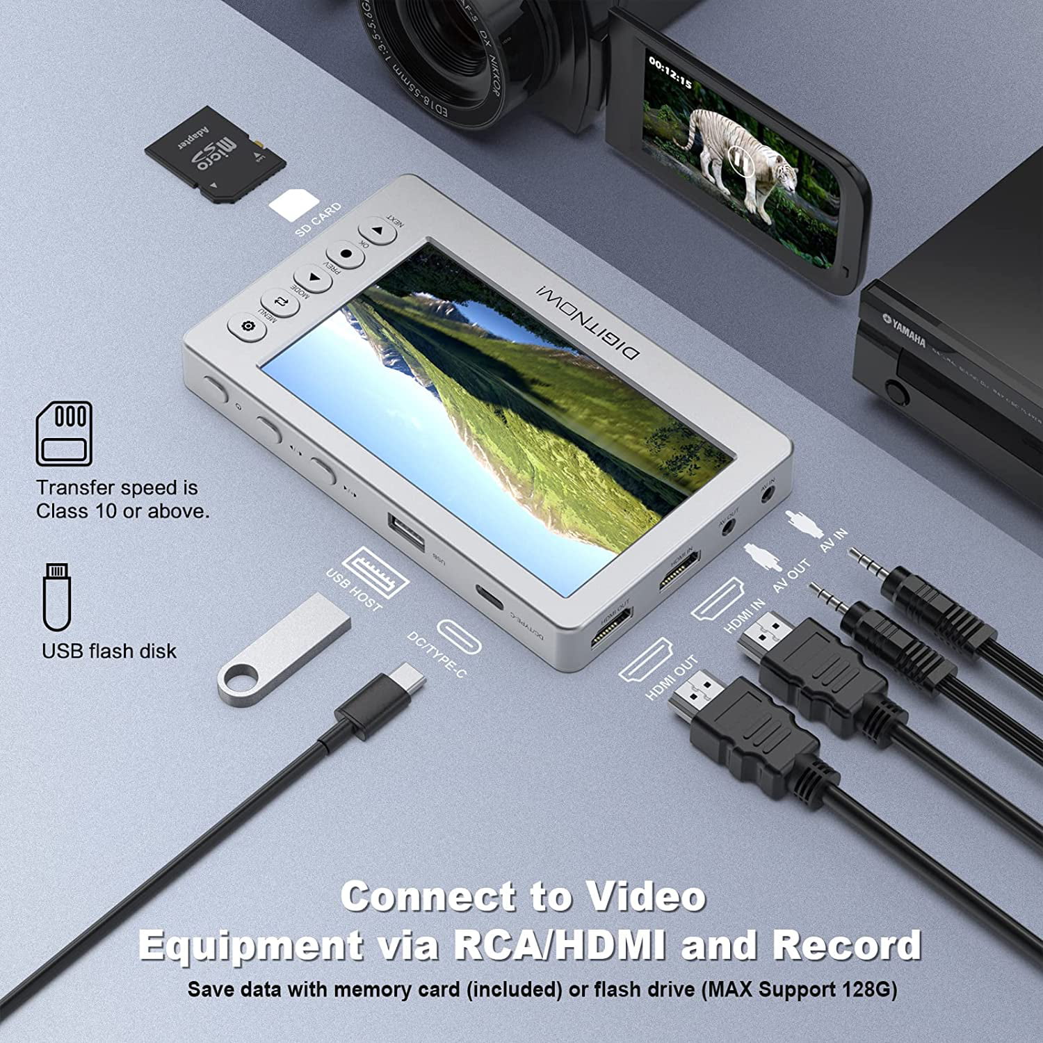 DIGITNOW Video to Digital Converter, VCR VHS to Digital Converter with 5" OLED Screen, Video Recorder Capture Device from DVD, RCA, Hi8, Camcorders