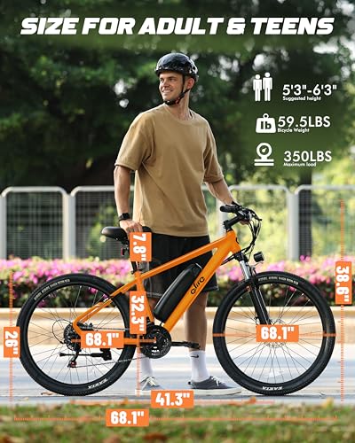 Racer Electric Bike for Adults - 21-Speed Mountain Lightweight Ebike with Peak 750W 22MPH Brushless Motor, 375Wh Removable Battery