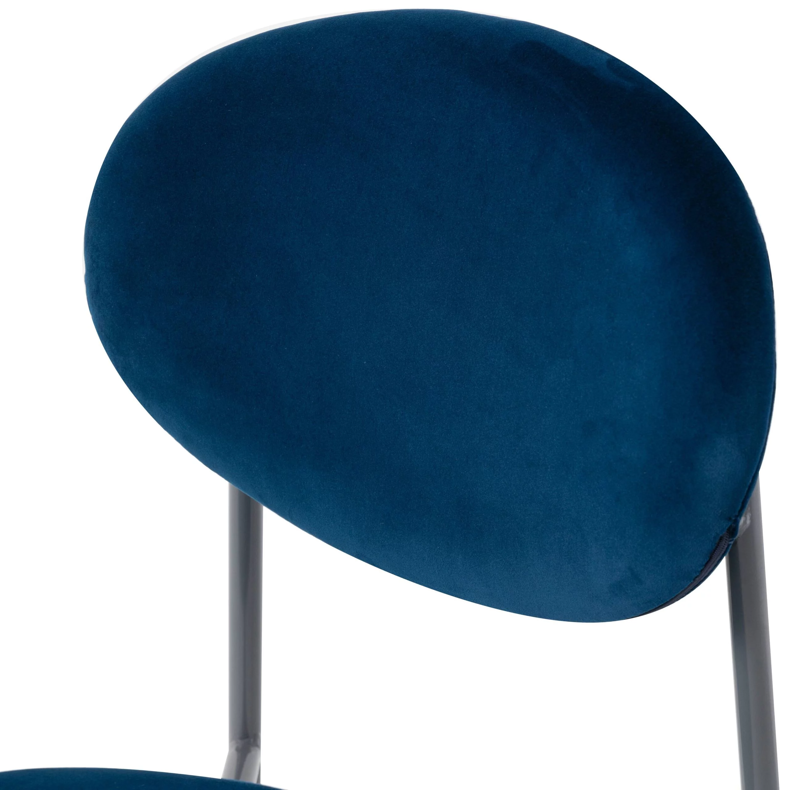 LeisureMod Euston Modern Velvet Dining Kitchen Side Chair with Powder Coated Grey Steel Frame, Set of 4 (Navy Blue)