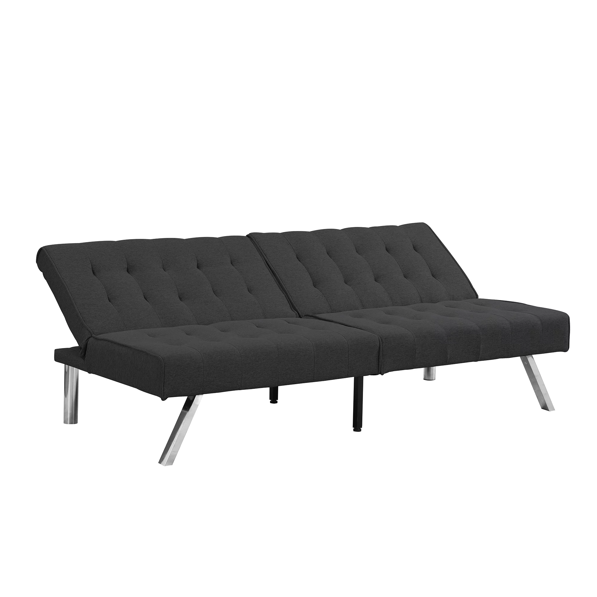 CoSoTower Wood Frame, Stainless Leg, Futon, Sofa Bed Black