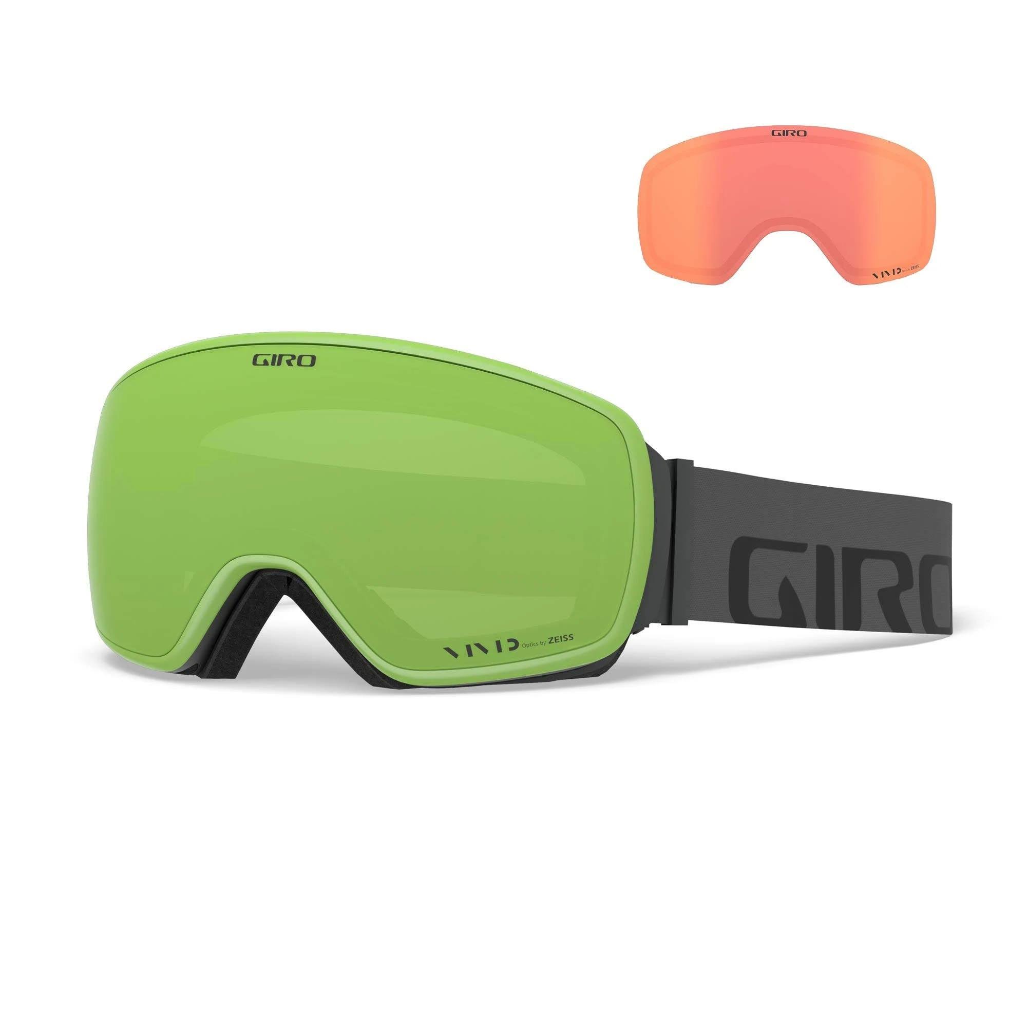 Giro Agent Snow Goggles Grey Wordmark - Vivid Emerald