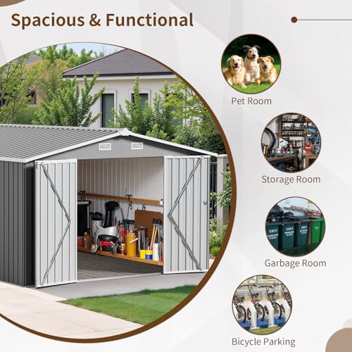 NicBex 6×5 Resin Outdoor Storage Shed with Floor & Window– All-Weather Lockable Small Tool Shed