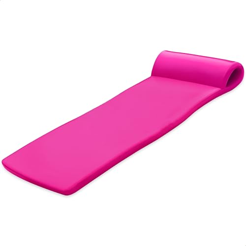 TRC Recreation Sunsation Vinyl Coated Foam Swimming Pool Float Mat Adult Lounger with Built-in Roll Pillow