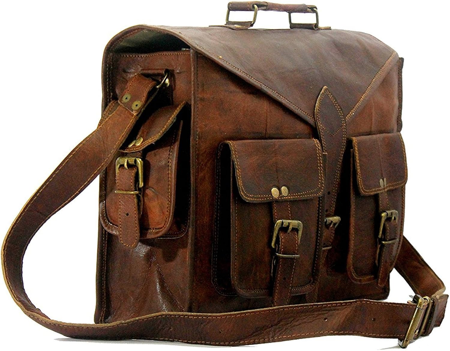 Handmade World Genuine Messenger Bag Leather Laptop Bags Computer Satchel Briefcase (18 Inch)